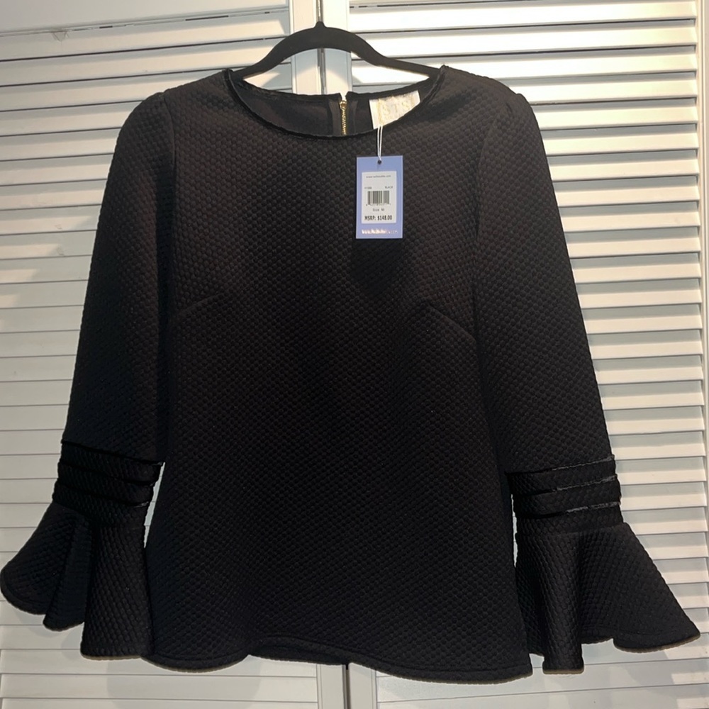 STS‎ Sail To Sable Black Dressy top Ruffle sleeve women’s M
